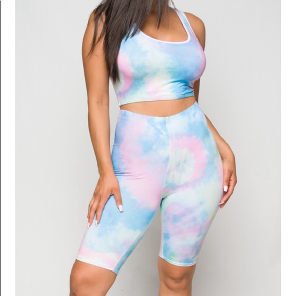 Pants - Two piece tye dye shorts set